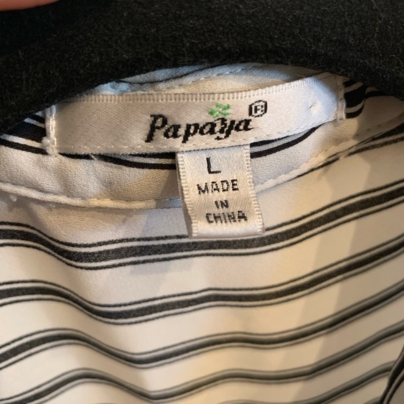 PAPAYA stripped black & white button up blouse - Picture 4 of 5